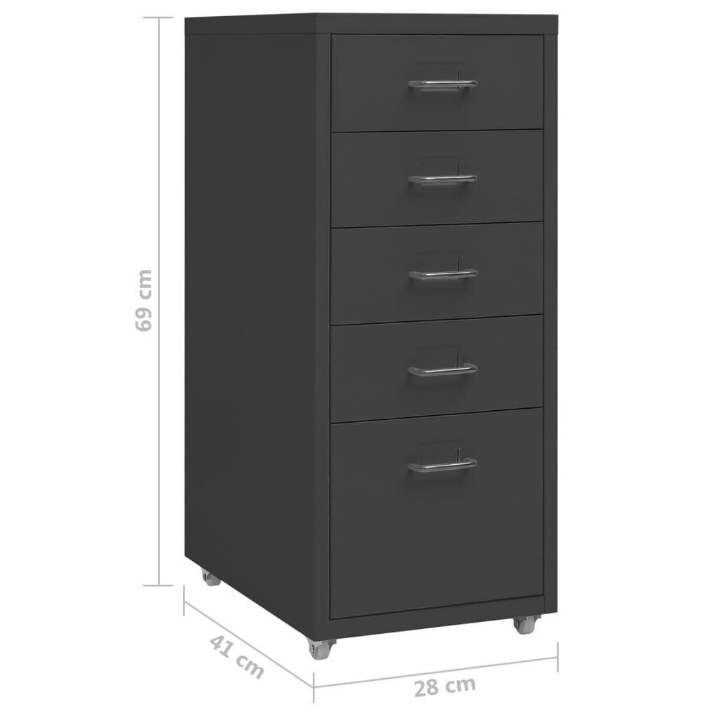 vidaXL Αρχειοθήκη Φορητή Ανθρακί 28 x 41 x 69 εκ. Μεταλλική