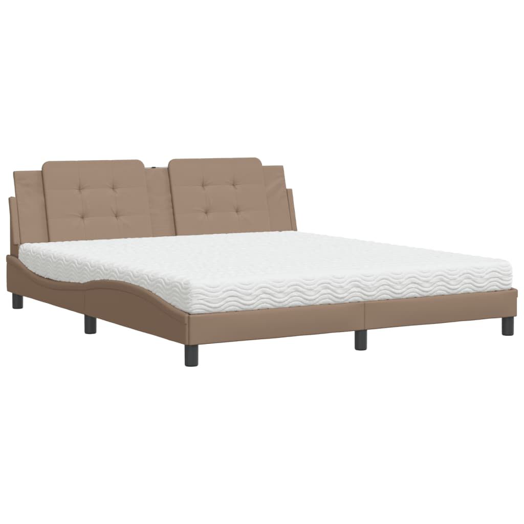 vidaXL Κρεβάτι με Στρώμα Καπουτσίνο 180x200 εκ. Συνθ. Δέρμα