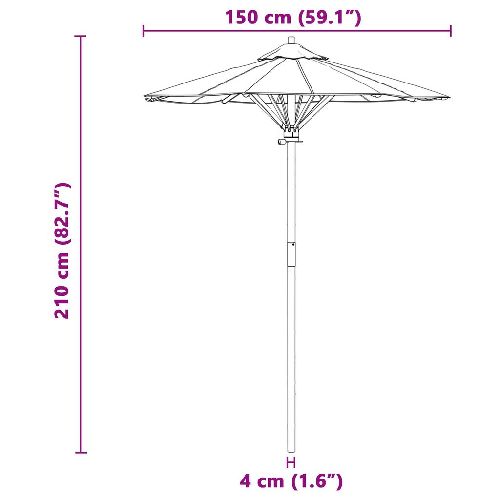 vidaXL Ομπρέλα Κήπου Κρεμ Λευκή 150x210 εκ Μπαμπού