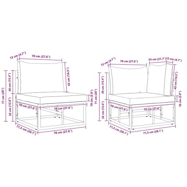 vidaXL Σετ Καναπέ Κήπου 5 pcs Μαύρο 213 x 71.5 x 71 εκ. Αλουμίνιο
