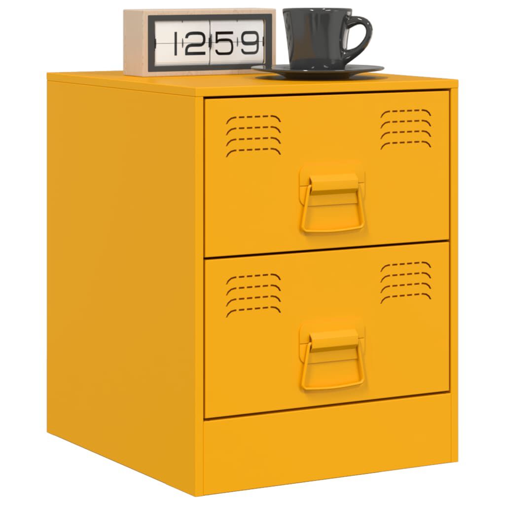 vidaXL Κομοδίνο Κίτρινο 34,5 x 39 x 44 εκ. από Χάλυβα