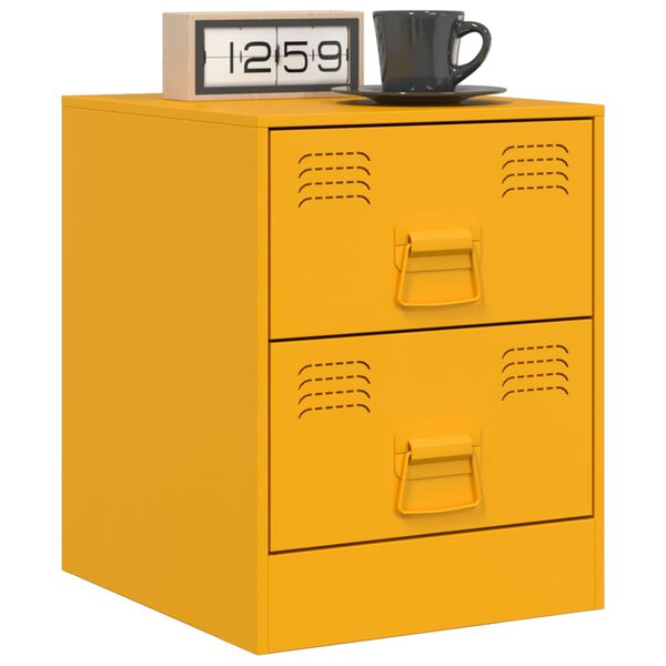 vidaXL Κομοδίνο Κίτρινο 34,5 x 39 x 44 εκ. από Χάλυβα