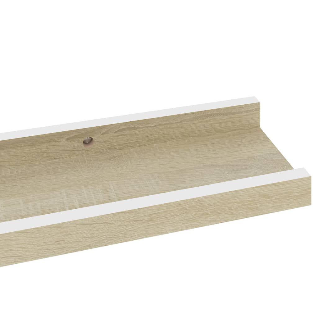 vidaXL Ράφια Τοίχου 2 τεμ. Λευκό και Sonoma Δρυς 60 x 9 x 3 εκ.