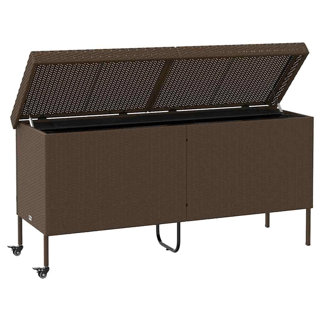 vidaXL Κουτί Αποθήκευσης Κήπου με Ρόδες 160x55x75 εκ. Συνθετικό Ρατάν