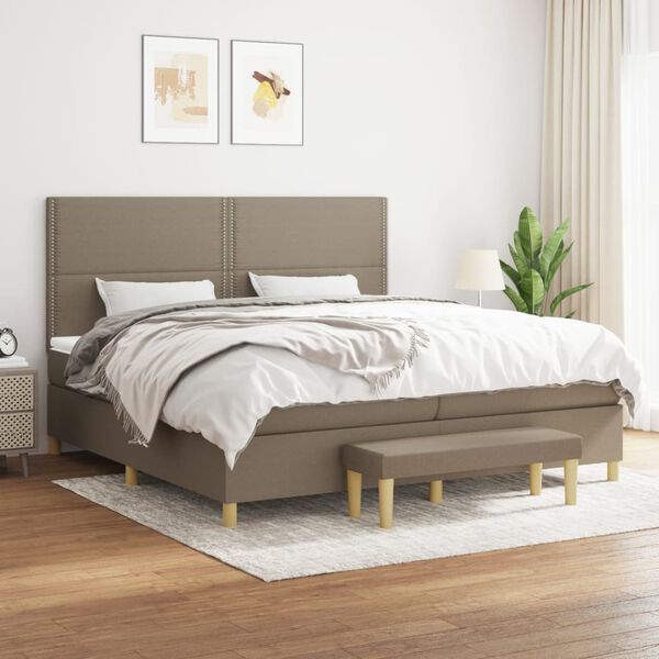 vidaXL &Kappa;&rho;&epsilon;&beta;ά&tau;&iota; Boxspring &mu;&epsilon; &Sigma;&tau;&rho;ώ&mu;&alpha; Taupe 200x200 &epsilon;&kappa;. &Upsilon;&phi;&alpha;&sigma;&mu;ά&tau;&iota;&nu;&omicron;