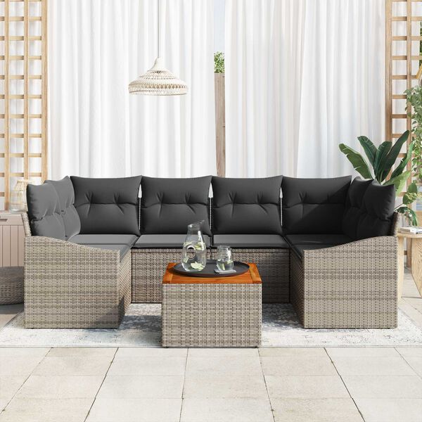 vidaXL Σετ Καναπέ Κήπου 7 pcs Γκρι