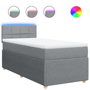 vidaXL Κρεβάτι Boxspring με Στρώμα Ανοιχτό Γκρι 90x200 εκ. Υφασμάτινο