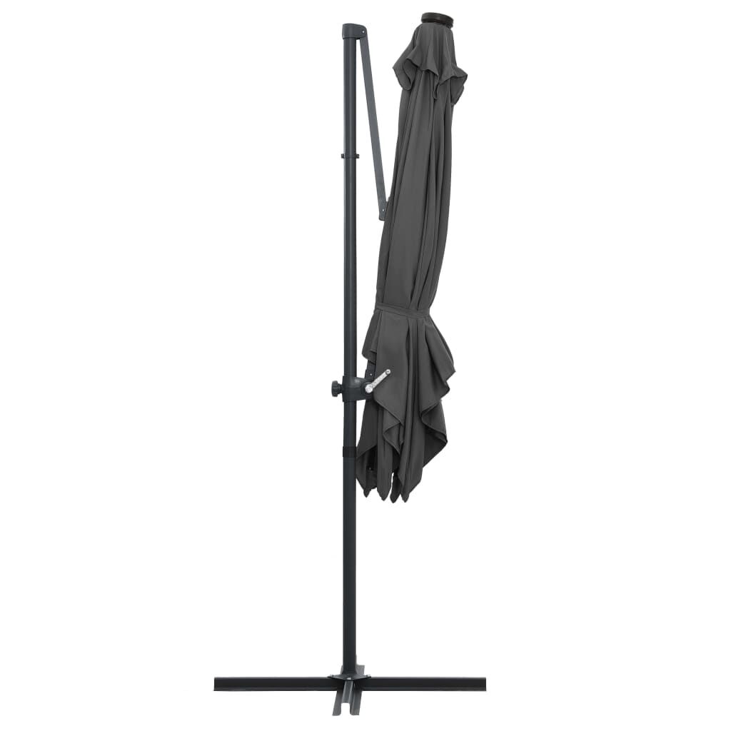 vidaXL Ομπρέλα Κήπου Κρεμ. Ανθρακί 250x250εκ Ατσάλινο Ιστό/Φωτισμό LED