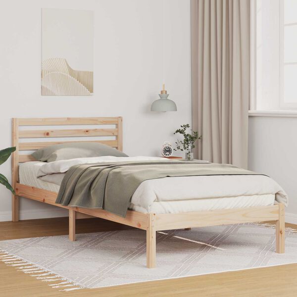 vidaXL Σκελετός Κρεβατιού Καφέ 100 x 210 cm Συμπαγές ξύλο πεύκου