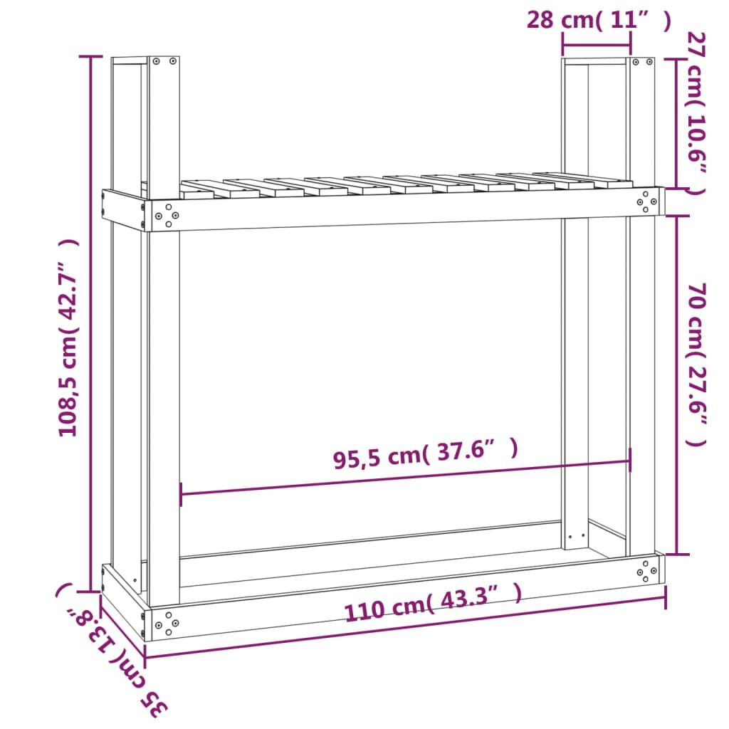 vidaXL Ραφιέρα Καυσόξυλων 110x35x108,5εκ. από Μασίφ Ξύλο Ψευδοτσούγκας