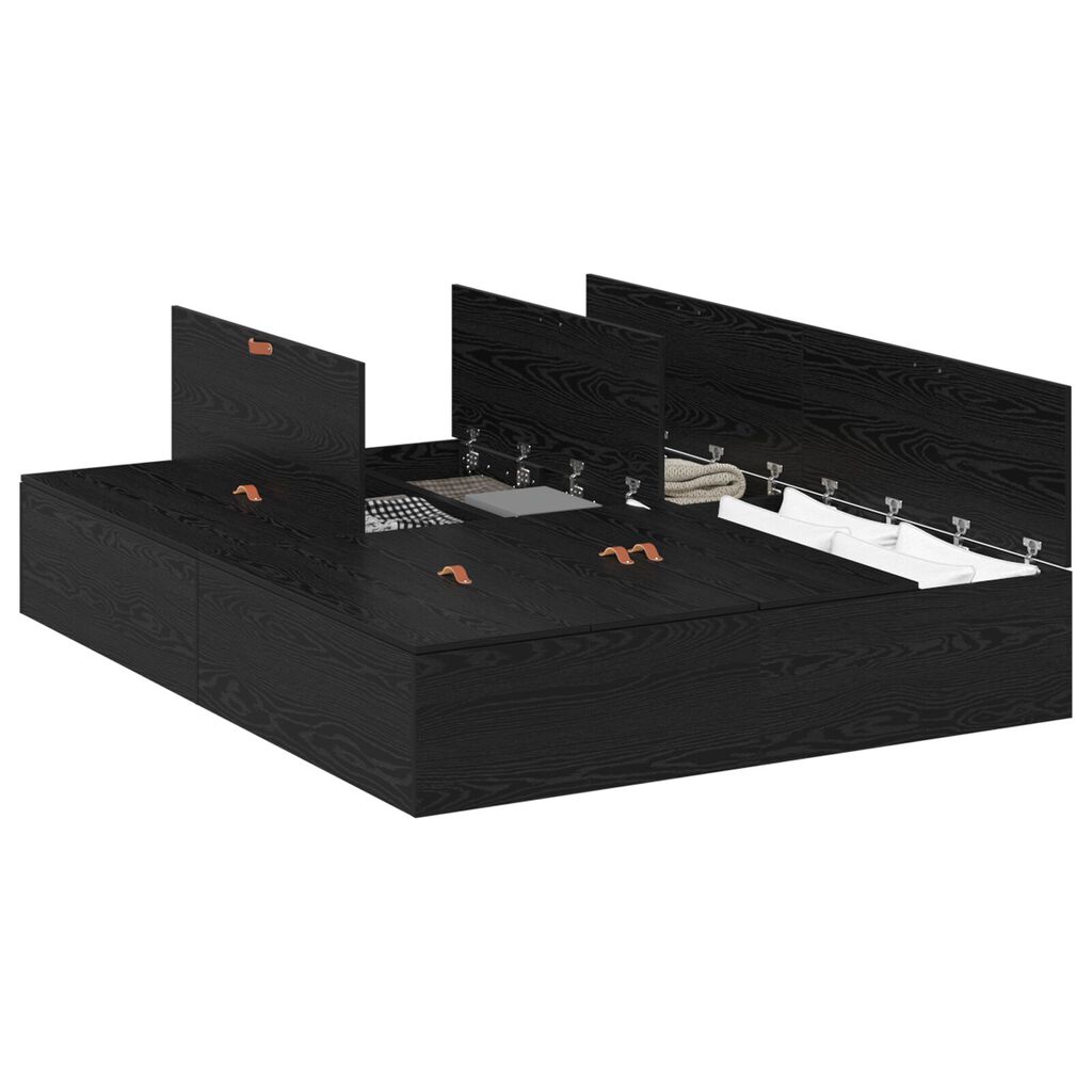 vidaXL Κρεβάτι Αποθήκης Μαύρη Δρυς 150x200 εκ