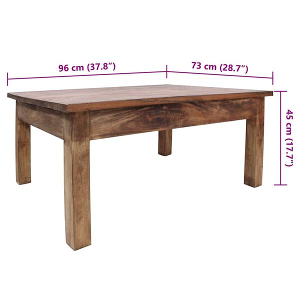 vidaXL Τραπεζάκι Σαλονιού 98 x 73 x 45 εκ. από Μασίφ Ξύλο Μαόνι