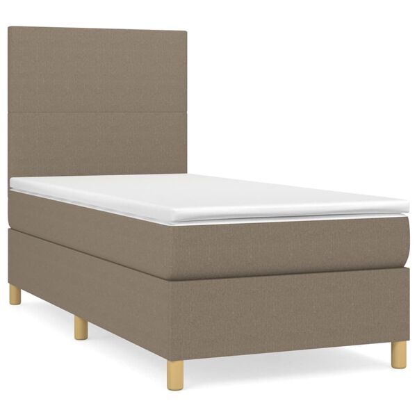 vidaXL Κρεβάτι Boxspring με Στρώμα Taupe 90x200 εκ. Υφασμάτινο