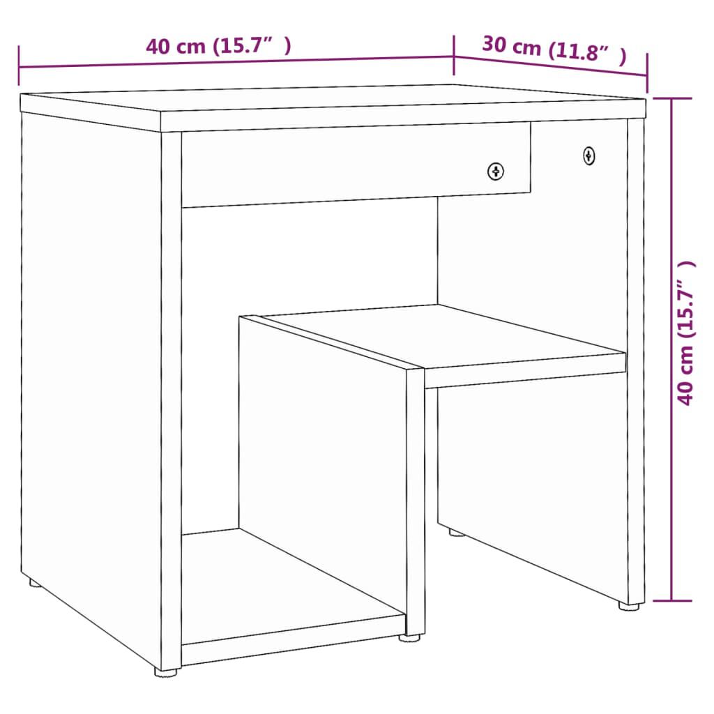 vidaXL Κομοδίνα 2 τεμ. Καπνιστή Δρυς 40x30x40 εκ. Επεξεργασμένο Ξύλο