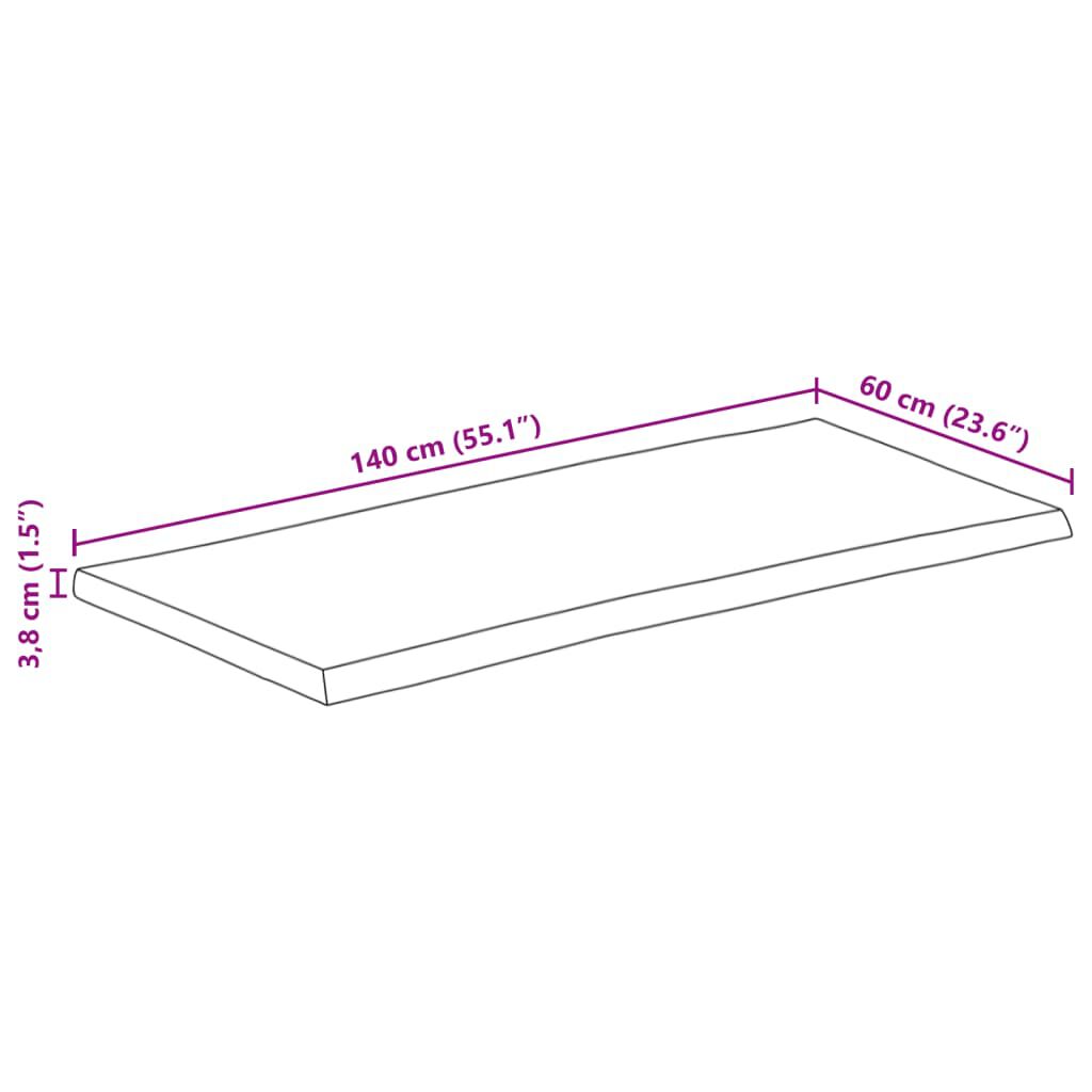 vidaXL Επιφάνεια Τραπεζιού 140x60x3,8 εκ. Live Edge Μασίφ Ξύλο Μάνγκο