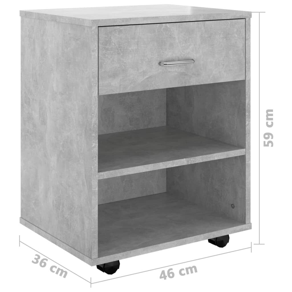 vidaXL Ντουλάπι Τροχήλατο Γκρι Σκυρ. 46 x 36 x 59 εκ. από Επεξ. Ξύλο