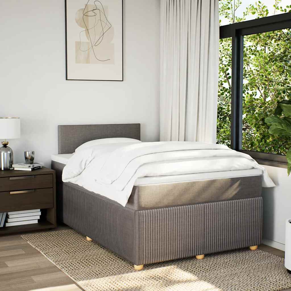 vidaXL Κρεβάτι Boxspring με Στρώμα Taupe 120x200 εκ. Υφασμάτινο