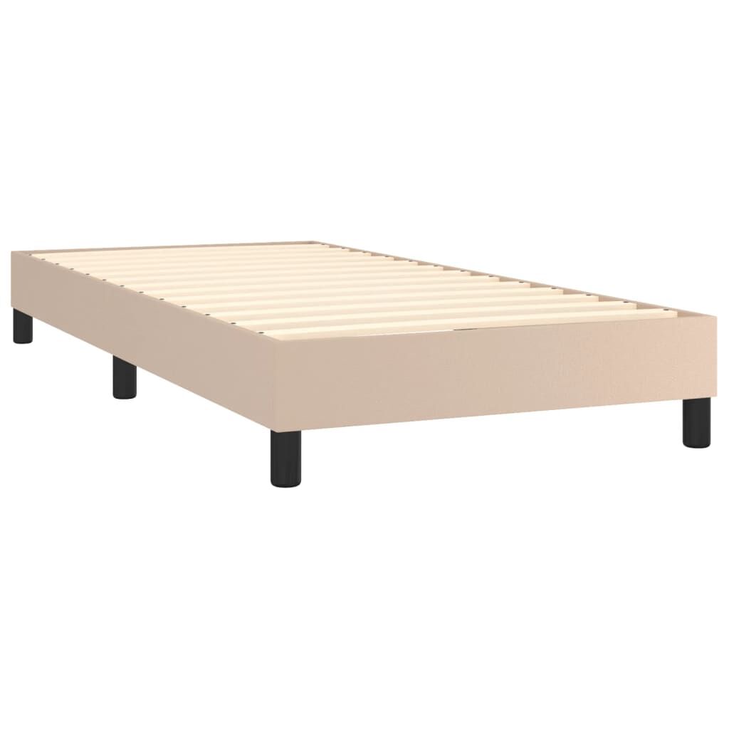 vidaXL Κρεβάτι Boxspring με Στρώμα Καπουτσίνο 90x190εκ.από Συνθ. Δέρμα