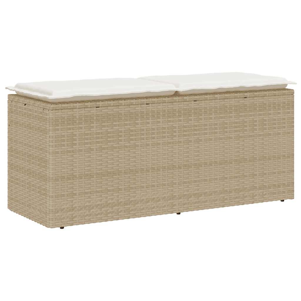 vidaXL Πάγκος κήπου με μαξιλάρι Μπεζ 110x40x44 cm Πολυ μπαστούνι