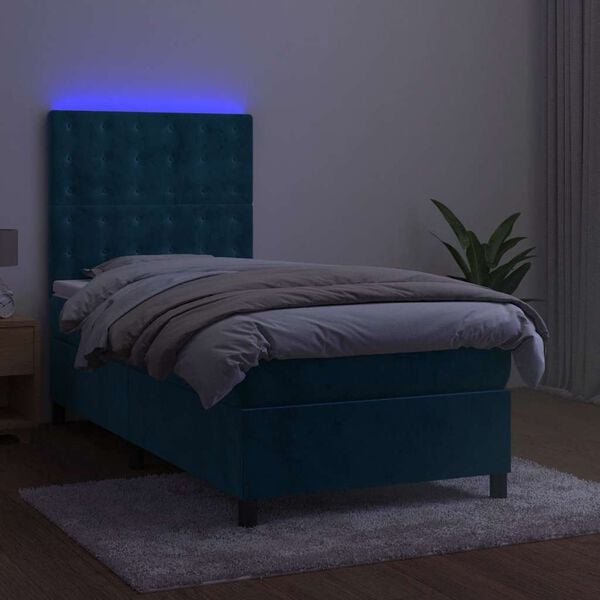 vidaXL &Kappa;&rho;&epsilon;&beta;ά&tau;&iota; Boxspring &mu;&epsilon; &Sigma;&tau;&rho;ώ&mu;&alpha; & LED &Sigma;&kappa;. &Mu;&pi;&lambda;&epsilon; 90x190 &epsilon;&kappa;. &Beta;&epsilon;&lambda;&omicron;ύ&delta;&iota;&nu;&omicron;
