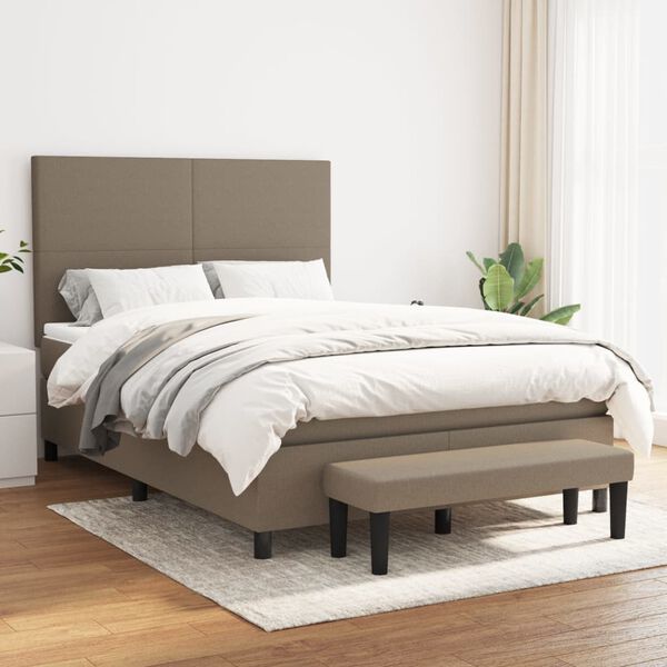vidaXL &Kappa;&rho;&epsilon;&beta;ά&tau;&iota; Boxspring &mu;&epsilon; &Sigma;&tau;&rho;ώ&mu;&alpha; Taupe 140x200 &epsilon;&kappa;. &Upsilon;&phi;&alpha;&sigma;&mu;ά&tau;&iota;&nu;&omicron;