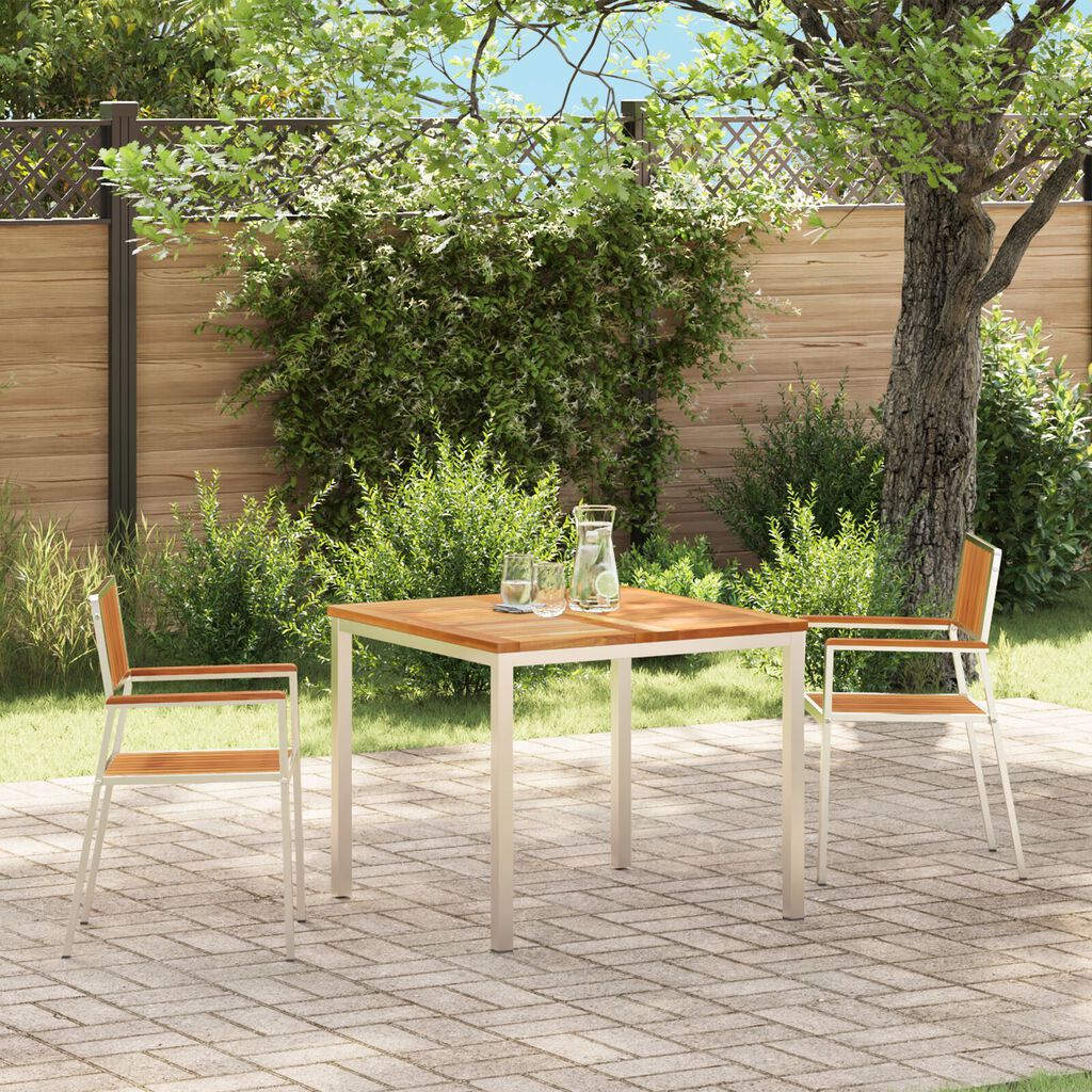 vidaXL Σετ Καρεκλών Κήπου Ασημί Ξύλο Teak Πρότυπο Εργονομικό