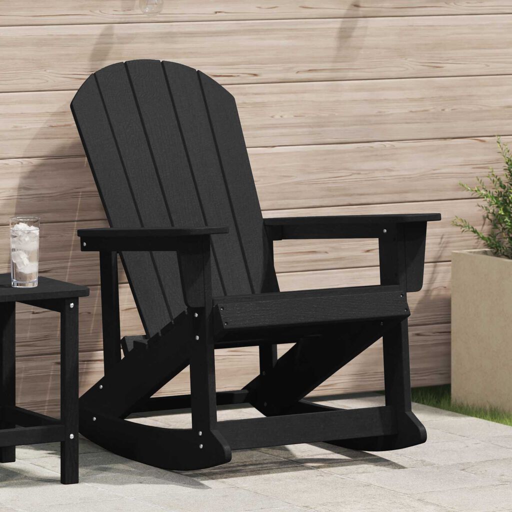 vidaXL Κουνιστή Καρέκλα Adirondack Μαύρη 73.5x92x90 εκ. HDPE