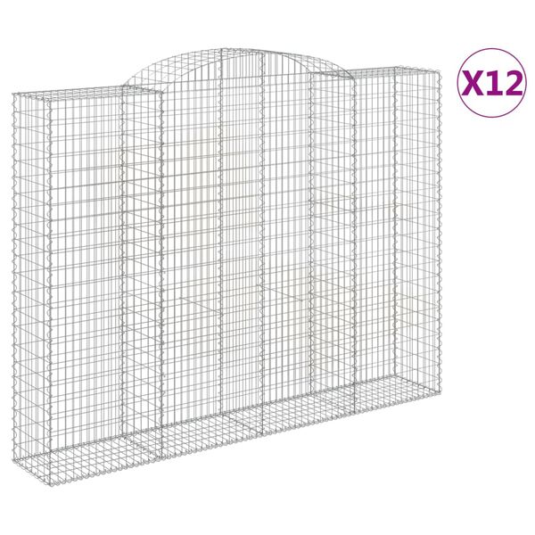 vidaXL Συρματοκιβώτια Τοξωτά 12 τεμ. 300x50x220/240 εκ. Γαλβαν. Ατσάλι
