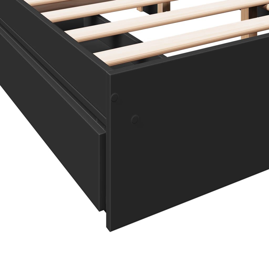 vidaXL Πλαίσιο Κρεβατιού με Συρτάρια Μαύρο 140x190 εκ Επεξεργ. Ξύλο