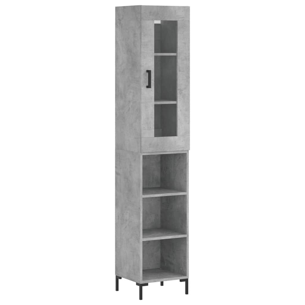 vidaXL Ντουλάπι Γκρι Σκυροδέματος 34,5x34x180 εκ. Επεξεργασμένο Ξύλο