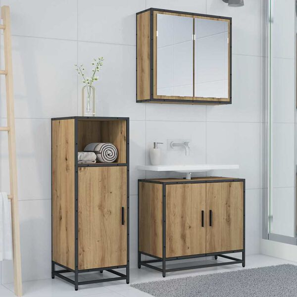 vidaXL Ντουλάπι Μπάνιου με αποθήκευση artisan δρυς 35 x 37.5 x 100 εκ.