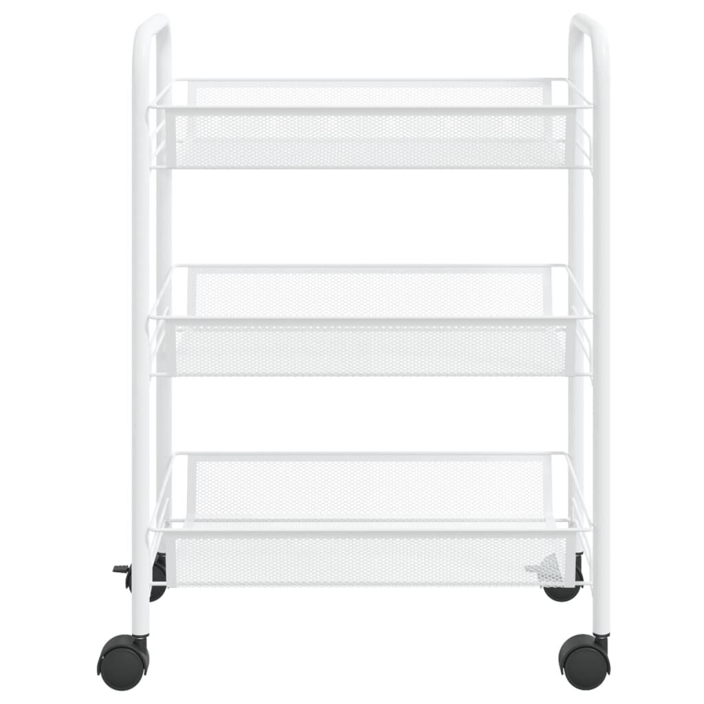 vidaXL Τρόλεϊ Κουζίνας 3 Επιπέδων Λευκό 46 x 26 x 64 εκ. Σιδερένιο