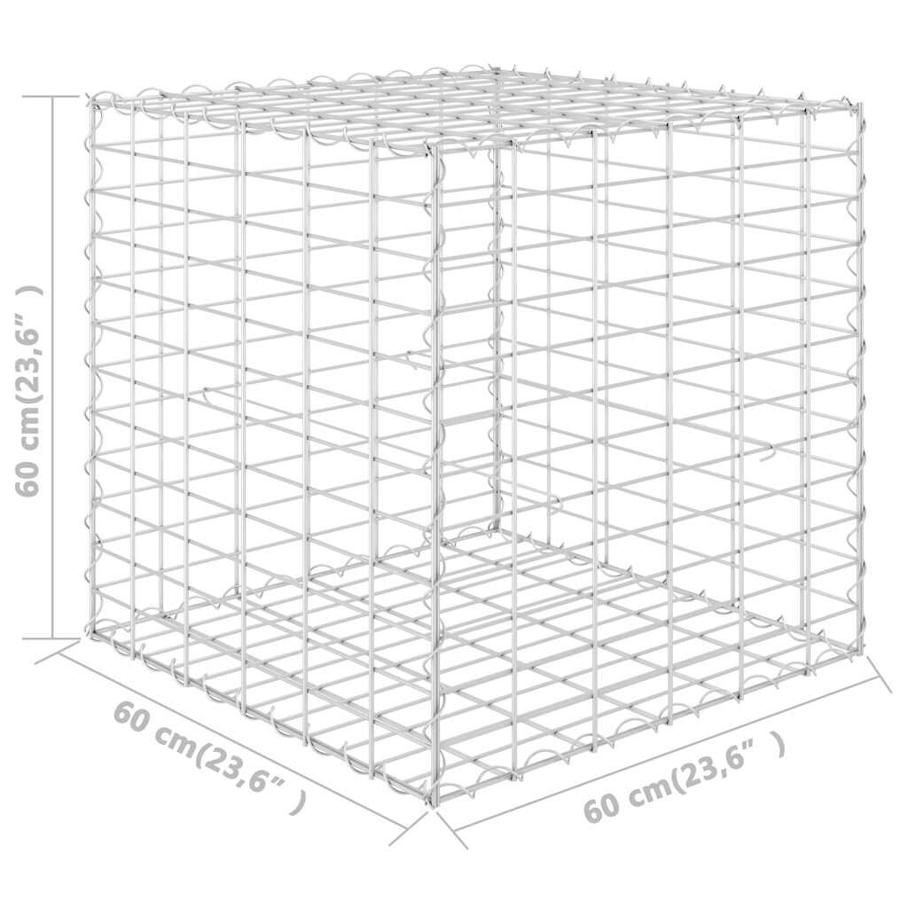 vidaXL Συρματοκιβώτιο Κύβος 60 x 60 x 60 εκ. από Ατσάλινο Σύρμα
