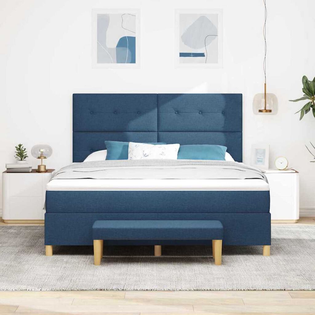 vidaXL Κρεβάτι με ελατήρια με στρώμα Μπλε 180 x 200 cm ύφασμα
