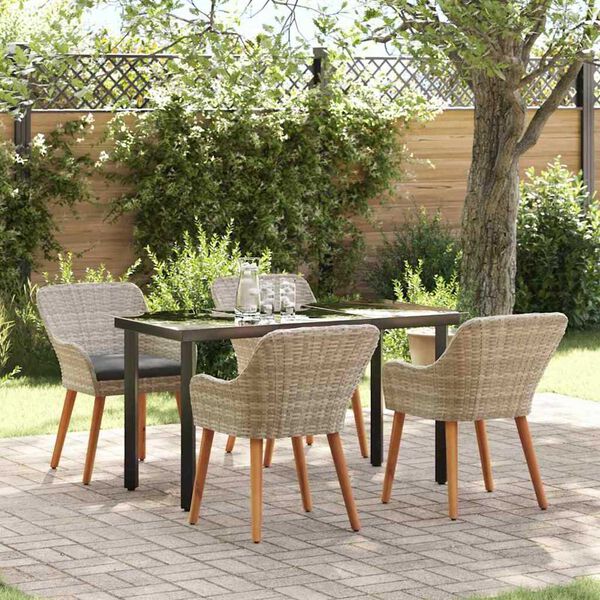 vidaXL Σετ τραπεζαρίας 5 pcs Ανοιχτό γκρι Πολυ ράταν