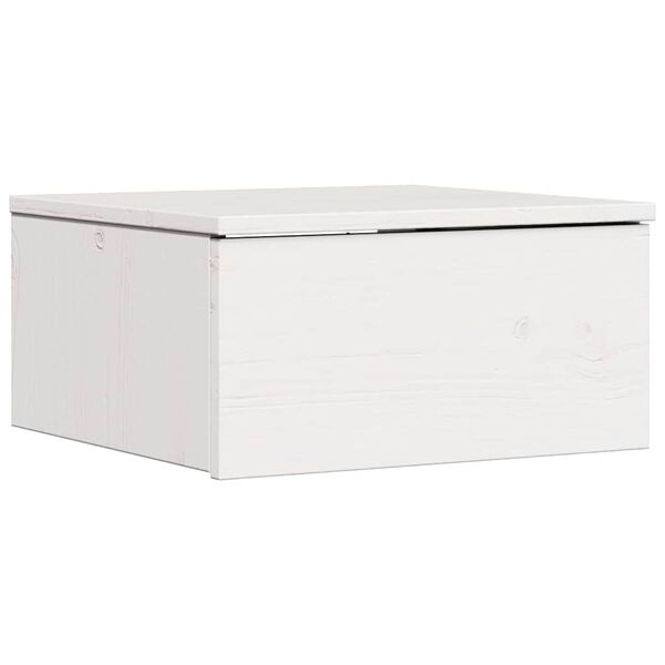 vidaXL Κομοδίνο με συρτάρι Λευκό 37 x 35 x 18.5 εκ Μασίφ ξύλο πεύκου