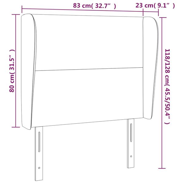 vidaXL Κεφαλάρι με Πτερύγια Ροζ 83x23x118/128 εκ. Βελούδινο