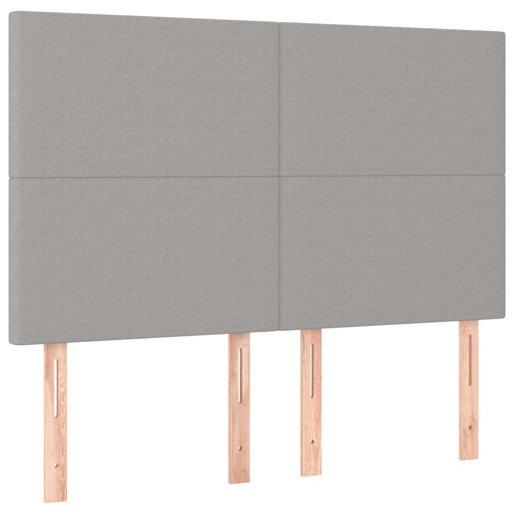 vidaXL Κρεβάτι Boxspring με Στρώμα & LED Αν.Γκρι 140x190εκ. Υφασμάτινο