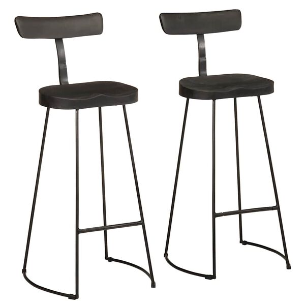 vidaXL Bar Stools 2 &tau;&epsilon;&mu;ά&chi;&iota;&alpha; &Mu;&alpha;ύ&rho;&omicron; 49x43x103 cm &Sigma;&tau;&epsilon;&rho;&epsilon;ό &xi;ύ&lambda;&omicron; Mango