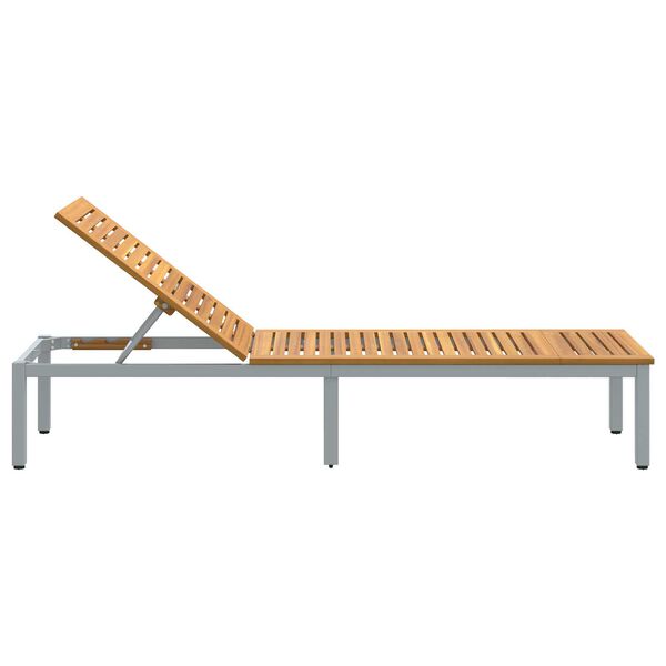 vidaXL Ξαπλώστρα 1-πρόσωπο Γκρι 200 x 55 x 35 εκ. Μασίφ ξύλο ακακίας
