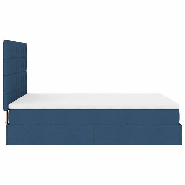vidaXL Οθωμανικό κρεβάτι με στρώμα μπλε 140x200cm ύφασμα
