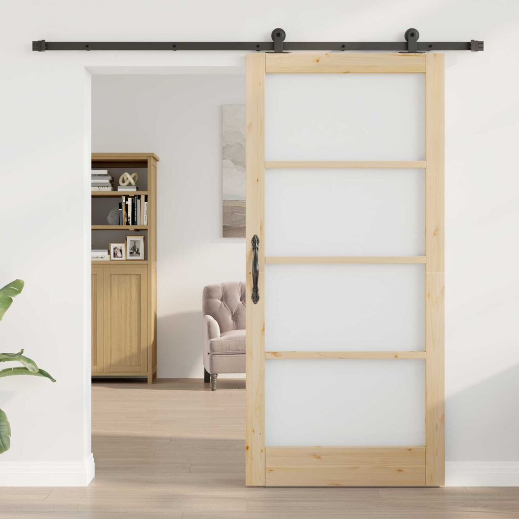 vidaXL Συρόμενη Πόρτα ORKDAL Καφέ 93 x 202 cm Ξύλο και μέταλλο