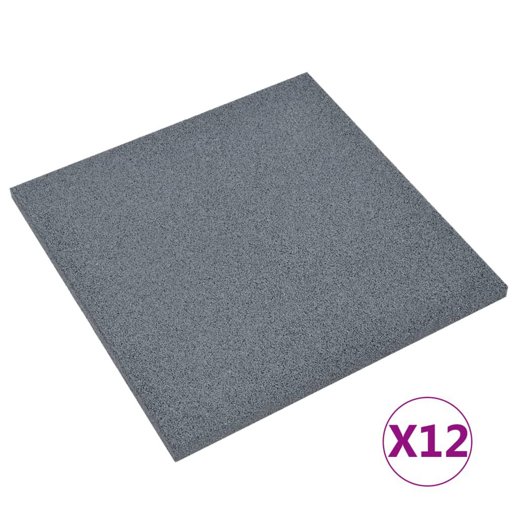 vidaXL Πλάκες Δαπέδου Ασφαλείας 12 τεμ. Γκρι 50x50x3 εκ. Καουτσούκ