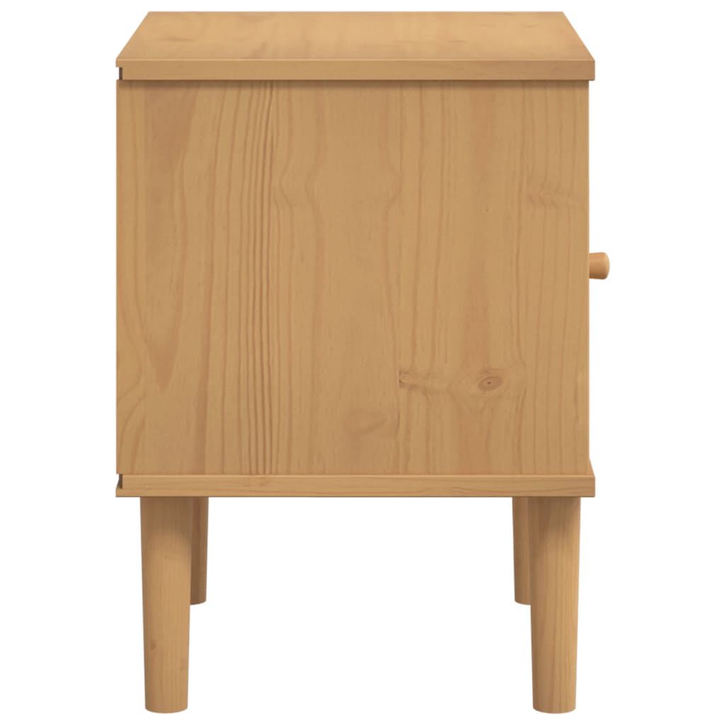 vidaXL Κομοδίνο SENJA Καφέ Όψη Ρατάν 40x35x48εκ. από Μασίφ Ξύλο Πεύκου