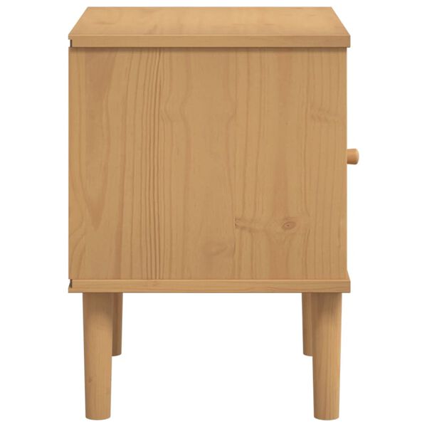 vidaXL Κομοδίνο SENJA Καφέ Όψη Ρατάν 40x35x48εκ. από Μασίφ Ξύλο Πεύκου