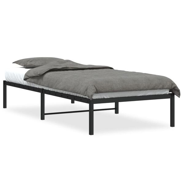 vidaXL Μεταλλικό πλαίσιο κρεβατιού Μαύρο 90x200 cm