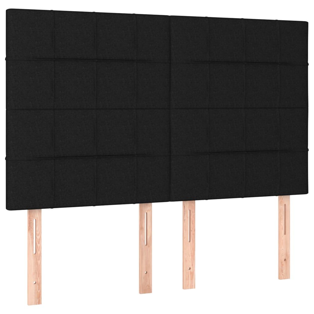 vidaXL Κρεβάτι Boxspring με Στρώμα & LED Μαύρο 140x190 εκ. Υφασμάτινο