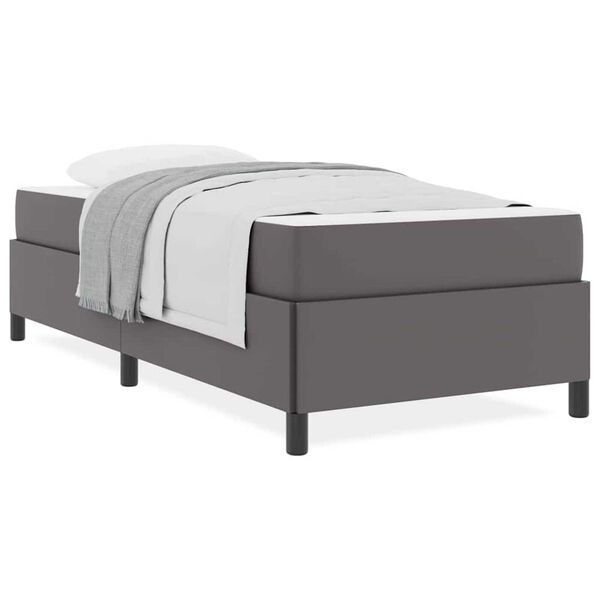 vidaXL Σκελετός κρεβατιού με στρώμα Γκρι 90 x 190 cm Τεχνητό δέρμα