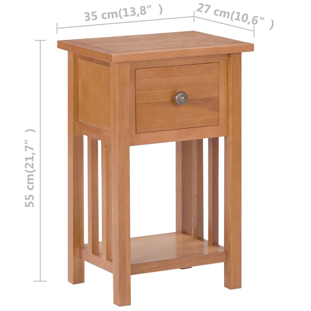 vidaXL Τραπεζάκι Βοηθητικό με Συρτάρι 35x27x55 εκ. Μασίφ Ξύλο Δρυός