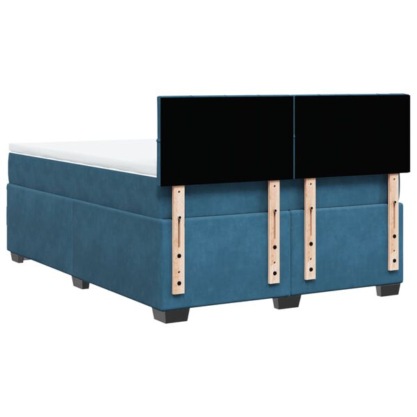 vidaXL Κρεβάτι Boxspring με Στρώμα Μπλε 140x190 εκ. Βελούδινο